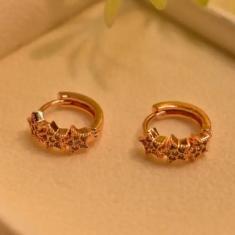 Stylish Star Design Gold Plated Crystal Stones Earrings For Girls/women.