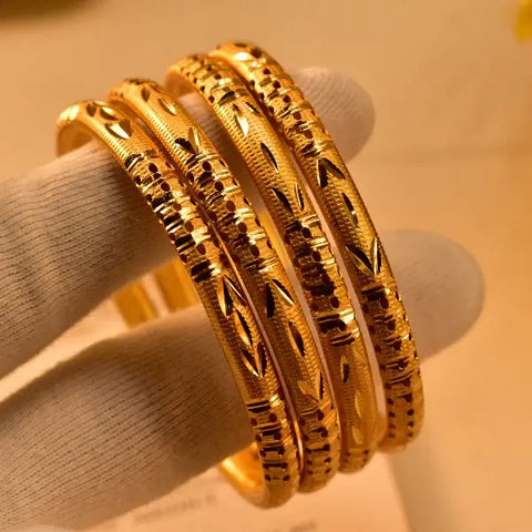 Elegant Design Gold Plated 4pc Bangle Set for Girls/Women.