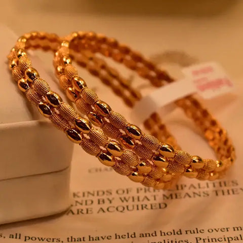 Alluring Design Gold Plated 2pc Bangle Set for Girls/Women.
