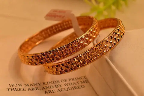 Luminous Design Gold Plated 2pc Bangle Set for Girls/Women.