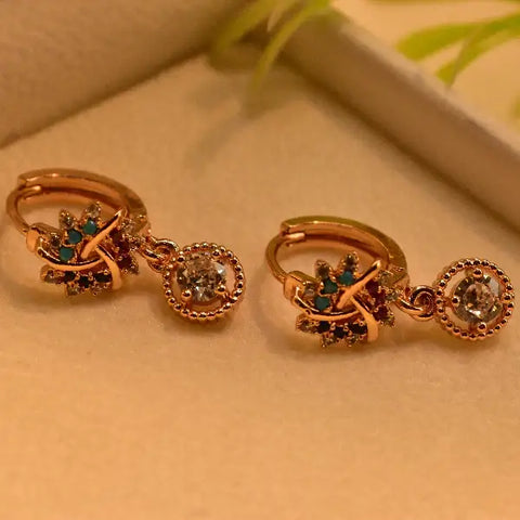 Beautiful Design Gold Plated Crystal Stones Earrings For Girls/women.