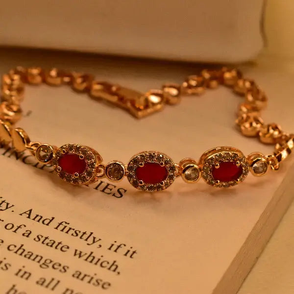 Fancy Unique Design Gold Plated Real Stones Bracelet for Girls/Women.