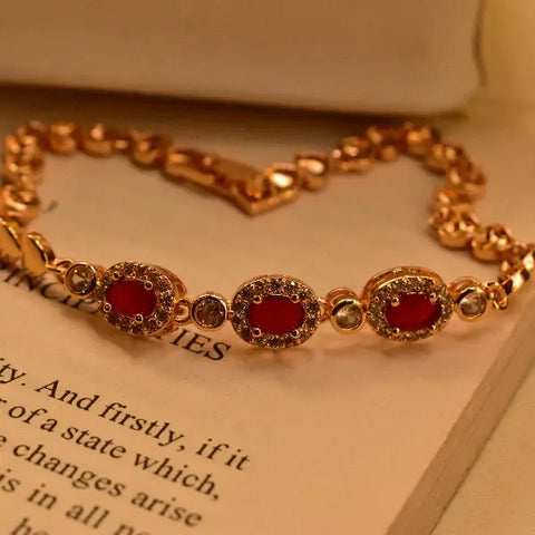 Fancy Unique Design Gold Plated Real Stones Bracelet for Girls/Women.