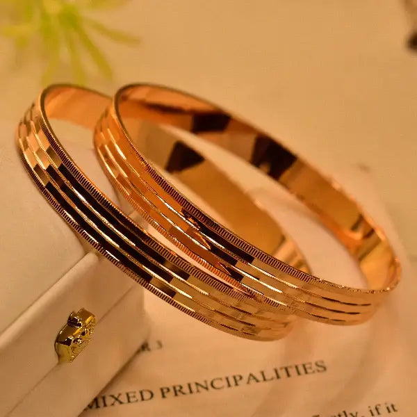 Fancy Unique Design Gold Plated 2pc Bangle Set for Girls/Women.