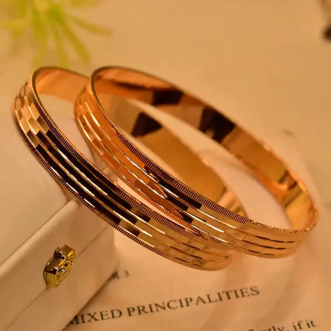 Fancy Unique Design Gold Plated 2pc Bangle Set for Girls/Women.