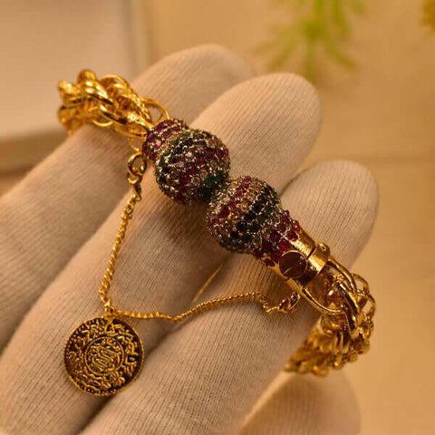 Dazzling Design Gold Plated Crystal Stones Bangle for Girls/Women.
