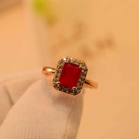 Glamorous Luminous Real Stone Gold Plated Ring For Girls/Women.